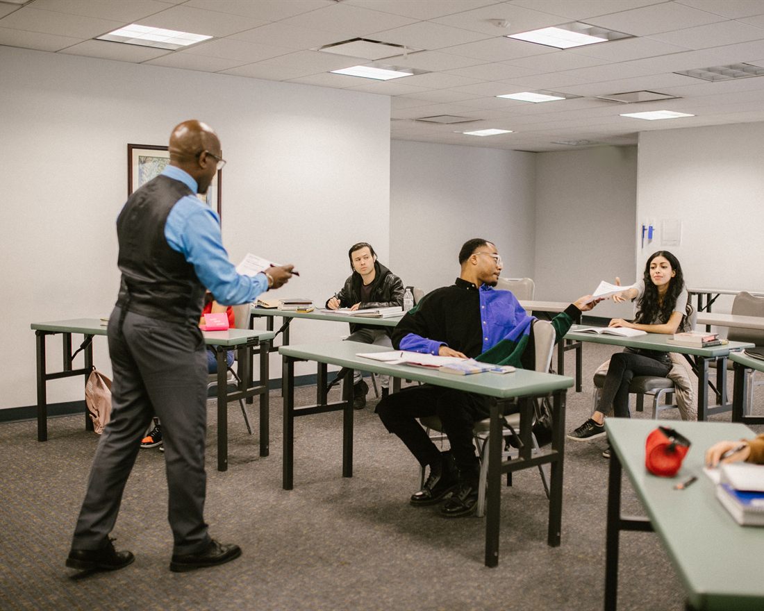 A trainer leading a classroom session